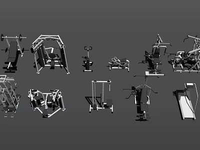 Comprehensive Sports Equipment Collection Featuring Dumbbell Racks Treadmills And Multi Gym Machines 3d model