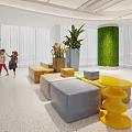 Vibrant Multicolor Cube Leisure Chairs Set For Bright Spacious Modern Public Children Lounge Space