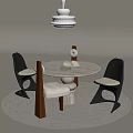 Middle style dining table and chair round dining table 3d model