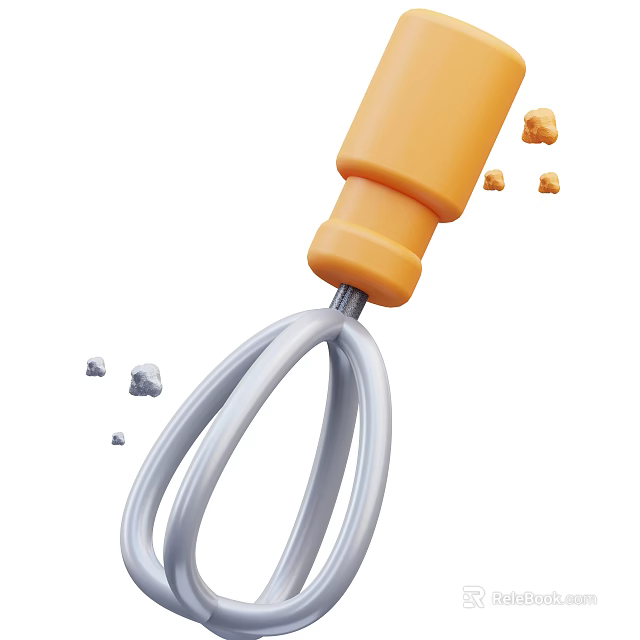 Electric Hand Mixer With Yellow Handle Silver Whisk Mixing Ingredients Crumbs 3d model 