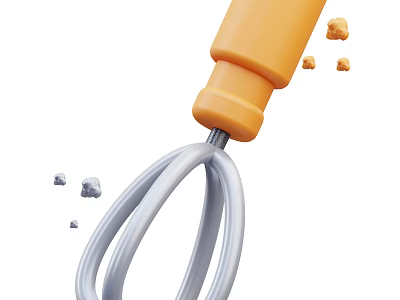 Electric Hand Mixer With Yellow Handle Silver Whisk Mixing Ingredients Crumbs 3d model