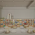 Modern Kindergarten Interior With Soft Seating Green Plants Bookshelves And Staircase