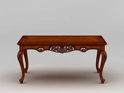 Science and Technology Exhibition Hall Showcases Classic Solid Wood Table With Carved Details 3d model