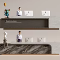 Modern Beauty Salon Reception Desk With Marble Design Staff Computer Monitors And Decorative Elements