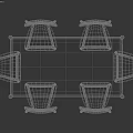 Modern Wooden Dining Table Set With Gray Padded Chairs And Metal Accents