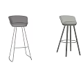 Modern Velvet And Leather Bar Stools With Black Metal Frame Sleek Design