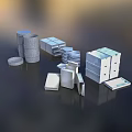 Modern Geometric Decorative Ornament Set With Stacked Design And Shiny Surface