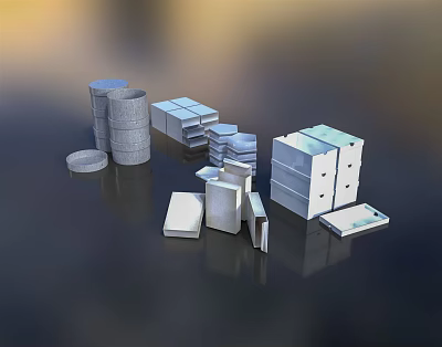 Modern Geometric Decorative Ornament Set With Stacked Design And Shiny Surface 3d model