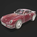 Red Sports Car 3D Model Wireframe And Solid Views From Multiple Angles 3d model