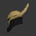 Futuristic Golden Helmet with Streamlined Structure Shiny Metallic Finish and Modern Design
