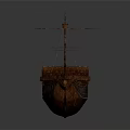 Ancient Wooden Sailing Water Vessel With Mast And Brown Hull Design