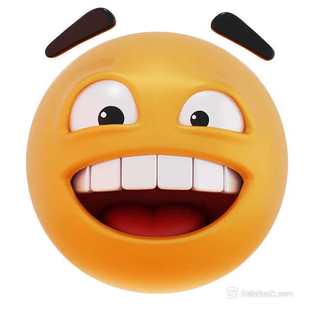 Cheerful Yellow Game Movie Character With Big Eyes Open Mouth And Teeth 3d model 