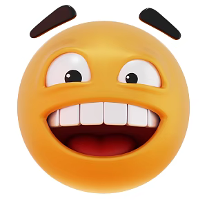 Modern cartoon expression small yellow smile expression 3d model