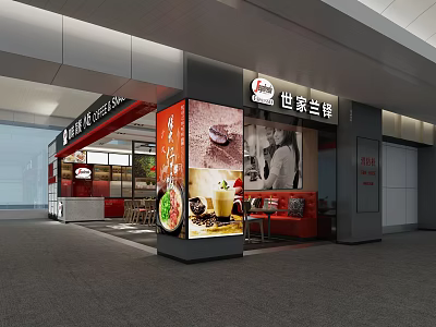 Modern Cafe Exterior Design With Food Display And Cozy Interior Seating 3d model