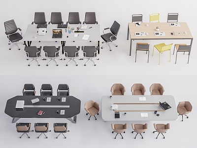 Modern Conference Table and Chair 3d model