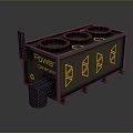 Industrial Power Generator Container With Four Circular Vents And Yellow Accents