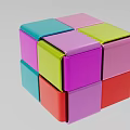 Colorful Rubik's Cube Shaped Decorative Ornament Set With Vibrant Block Combination
