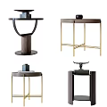 Modern Side Tables With Unique Designs Metal Frames And Wooden Tops 3d model