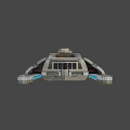 Sci Fi Spaceship Game Movie Character With Gray Body Red Accents And Blue Lights