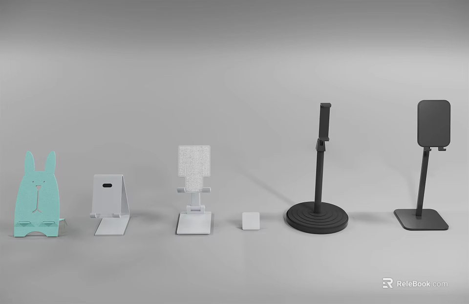 Various Household Items Including Desktop Stands And Small Bases In White Black Green 3d model 