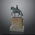 Man on Horseback Bronze Statue with Detailed Stone Pedestal and Classic Design