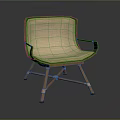 Simple Design Leisure Chair Featuring Wooden Frame Beige Woven Seat Backrest Armrests And Crossed Legs