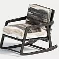 Modern Single Sofa Rocking Chair With Dark Frame And Textured Fabric Cushion