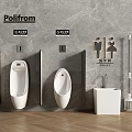 Polifrom Brand Two White Urinals With Water Saving 0.5L Per Use In Public Restroom