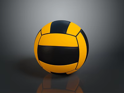 Bright Yellow And Black Volleyball Ideal For Beach Sports And Recreational Play 3d model
