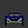Blue Off Road Rally Car With Large Wheels Antenna Roof Equipment And Number 12