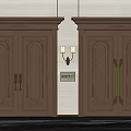 Luxury Golden Entrance Doors with Ornate Carvings Wall Lamps and Elegant Handles