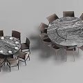 Elegant Modern Round Dining Table Set With Marble Tabletop And Matching Chairs 3d model