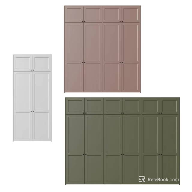 Modern Storage Dresser with Multiple Colors White Pink Green and Cabinet Doors 3d model 