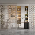 Modern partition glass partition screen 3d model