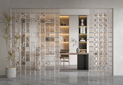 Modern partition glass partition screen 3d model