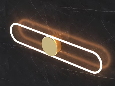 Modern Wall Lamp Design With Gold Accent And White Glowing Lines On Marble Wall 3d model