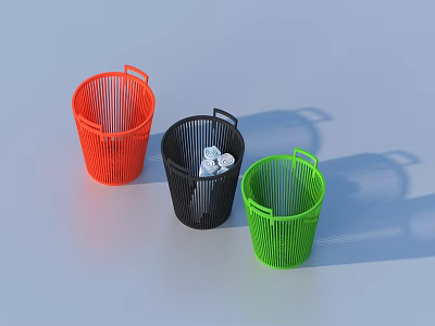 Red Black Green Mesh Trash Bins with Handles for Home Daily Use 3d model