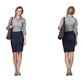 Fashion Women Business Office Characters Temperament Beauty Standing Posture Women Women Secretary Uniform Temptation 3d model