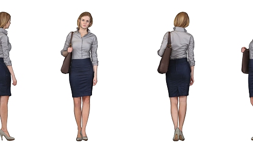 Fashion Women Business Office Characters Temperament Beauty Standing Posture Women Secretary Uniform Temptation 3d model