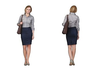 Fashion Women Business Office Characters Temperament Beauty Standing Posture Women Secretary Uniform Temptation 3d model