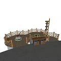 Scenic Road Facilities Viewing Platform With Wooden Railings Trash Bins And Mountain View