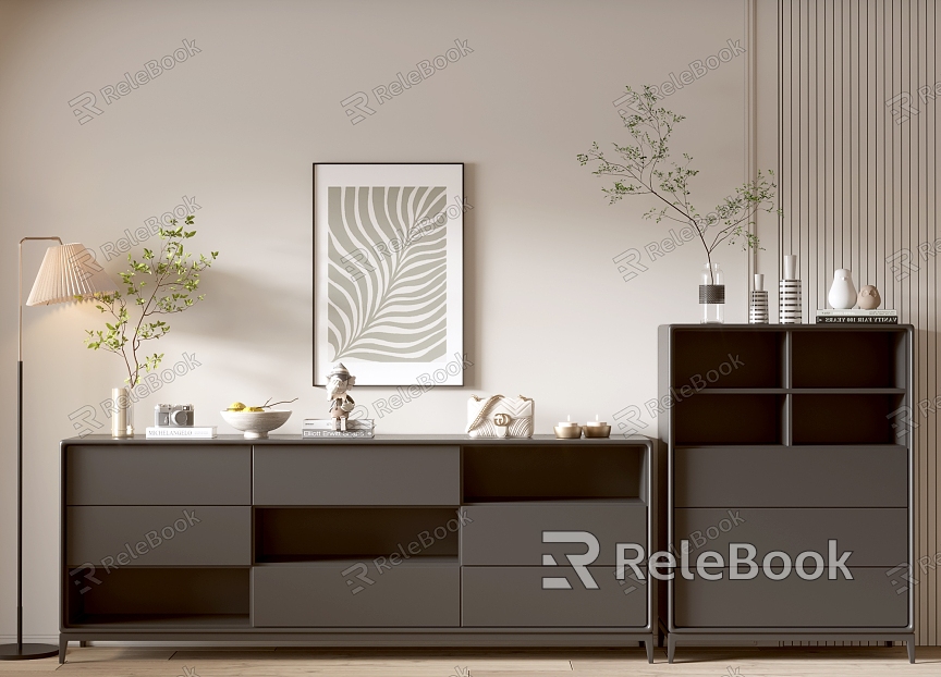 Modern Black Cabinet Whole Cabinet Sideboard Cabinet Balcony Cabinet Storage Cabinet Entrance Cabinet model