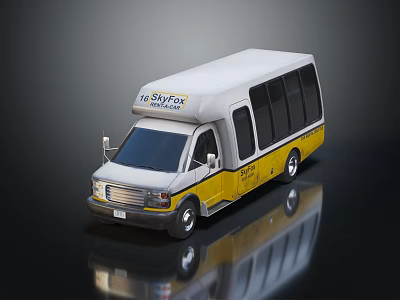 SkyTaxi White And Yellow Passenger Transport Vehicle With Windows And Logo 3d model