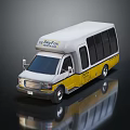 SkyTaxi White And Yellow Passenger Transport Vehicle With Windows And Logo