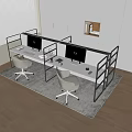 Solid Wood Desk Swivel Chair Apple Desktop Computer Mouse Keyboard 3d model