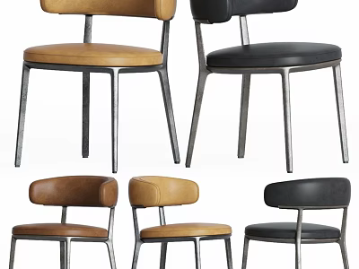 Modern Leisure Chairs With Leather Seats Metal Frames And Multiple Colors 3d model