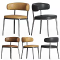 Modern Leisure Chairs With Leather Seats Metal Frames And Multiple Colors