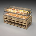 Double Layer Glass Cover Display Shelf For Bread Pastries With Storage Drawers 3d model