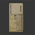 Vintage Cream Colored Refrigerator Freezer With Open Door And Interior Storage Shelves