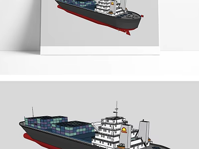 Cargo Ship With Containers And Detailed Structure 3d model